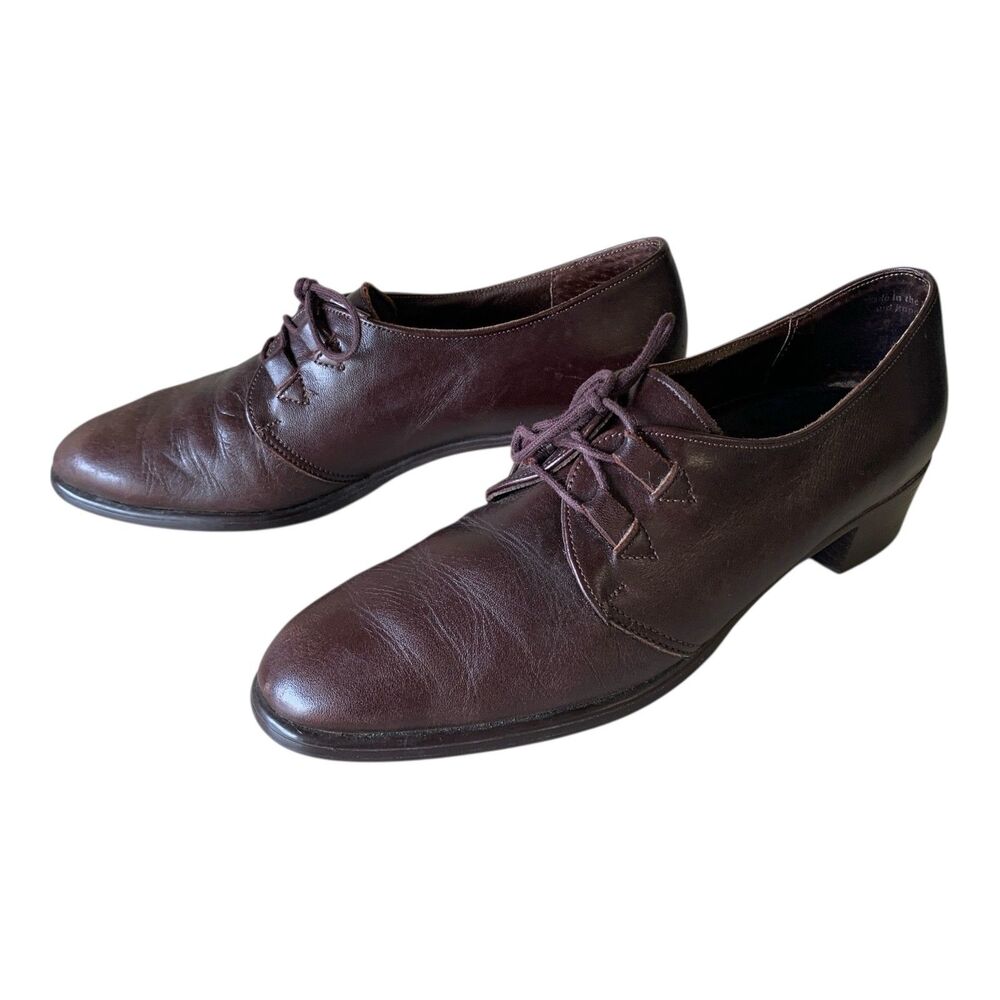 Munro American Brown Leather Dress Oxfords SZ 7 Preppy Lace Up Shoes